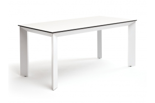 «Венето» обеденный стол из HPL 160х80см, цвет молочный, каркас белый