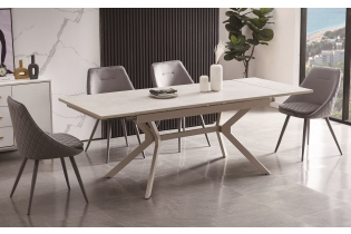 «Меркурий» стол интерьерный раздвижной обеденный из керамики, цвет белый глянцевый
