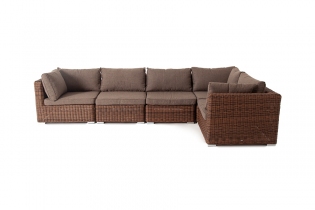 «Лунго» трансформирующийся диван из искусственного ротанга (коричневый)