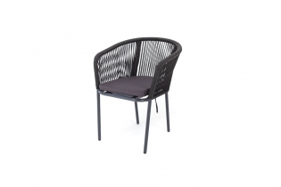 «Марсель» плетеный стул из эластичных лент, цвет темно-серый, цвет каркаса RAL